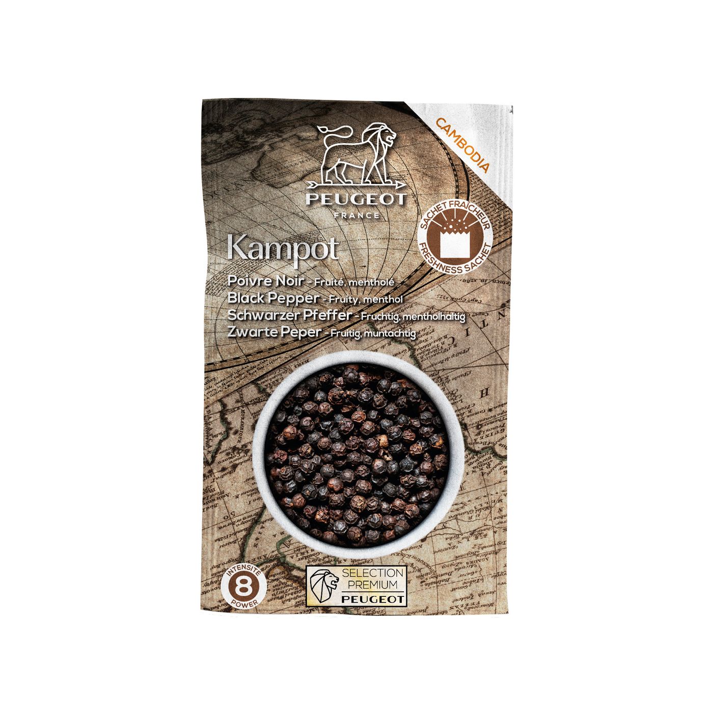 3 sachets fraîcheur de poivre noir premium Kampot (Cambodge)